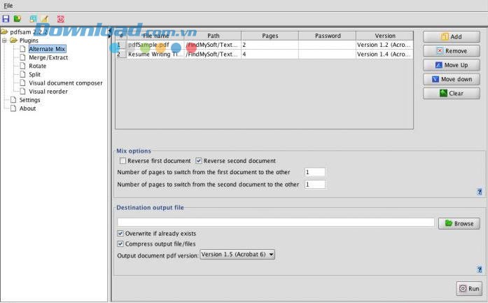 Tính năng ghép các file PDF trong PDF Split and Merge