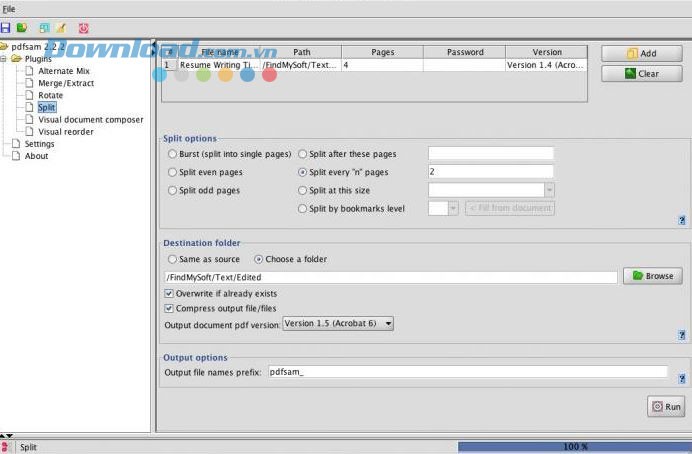 Chia một file PDF thành nhiều file với PDF Split and Merge