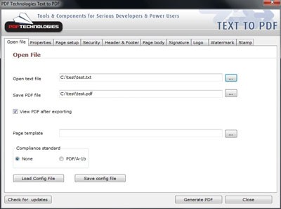 PDF Technologies Text to PDF