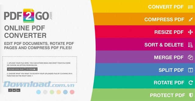 Thỏa sức sử dụng các tính năng của ứng dụng web PDF2Go