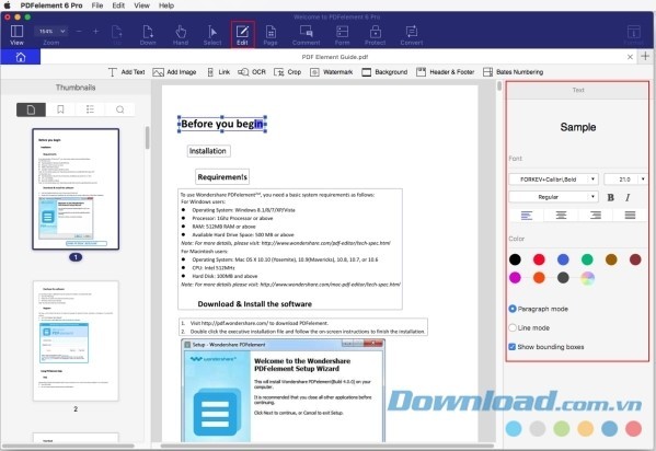 Tính năng Edit của PDFelement 6 cho Mac