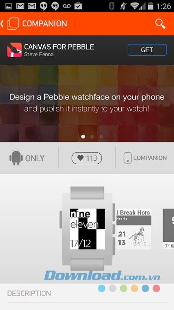 Thiết kế mặt đồng hồ yêu thích với Pebble cho Android