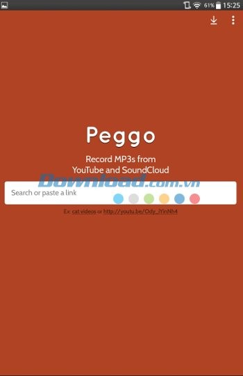 Giao diện ứng dụng Peggo cho Android