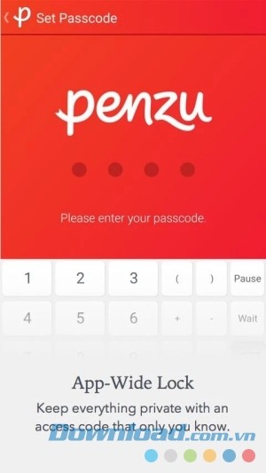 Thiết lập mật khẩu trên Penzu cho Android