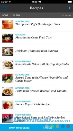 Ứng dụng nấu ăn Pepperplate cho iOS