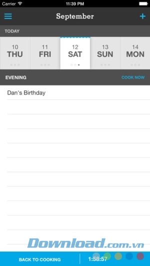 Pepperplate cho iOS lên thực đơn theo ngày
