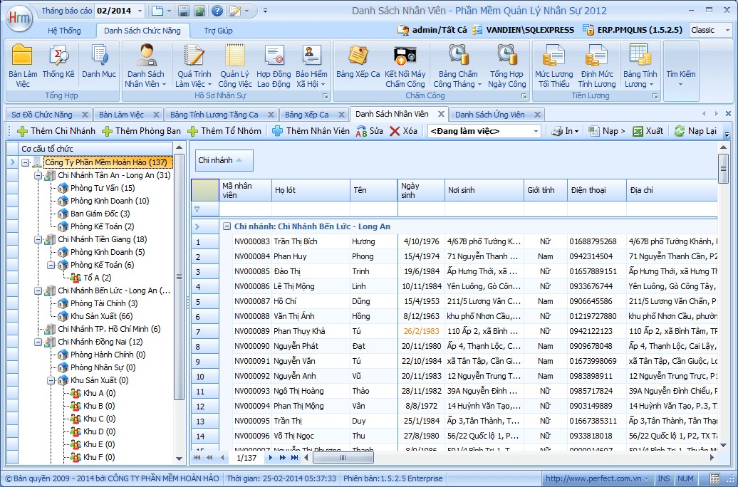 Quản lý danh sách nhân viên