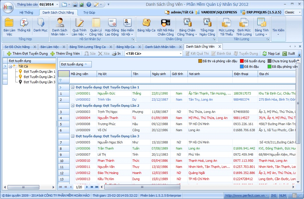 Quản lý danh sách ứng viên tham gia tuyển dụng