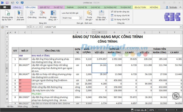 Phần mềm dự toán Escon