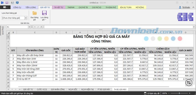 Phần mềm dự toán Escon