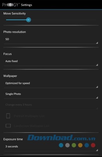 Các thiết lập chính của Phogy