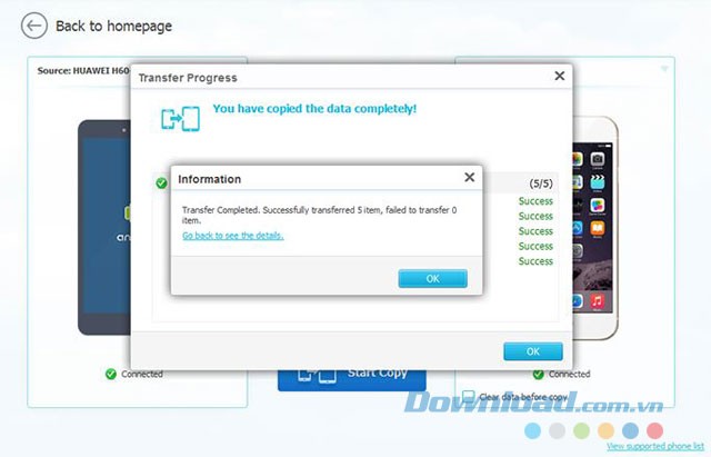 Sao chép nội dung giữa hai điện thoại