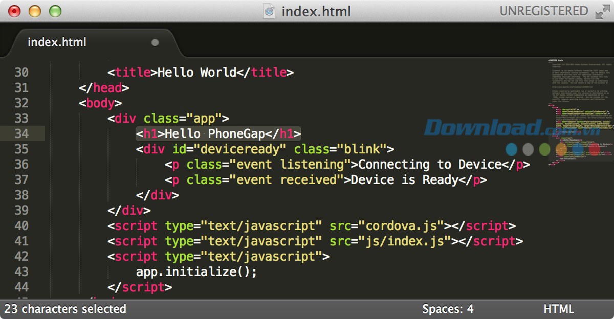 Sửa mã để thay đổi văn bản trong PhoneGap