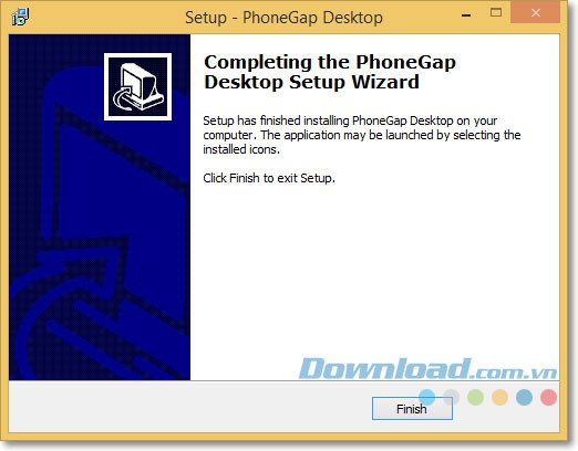 Kết thúc quá trình cài đặt PhoneGap