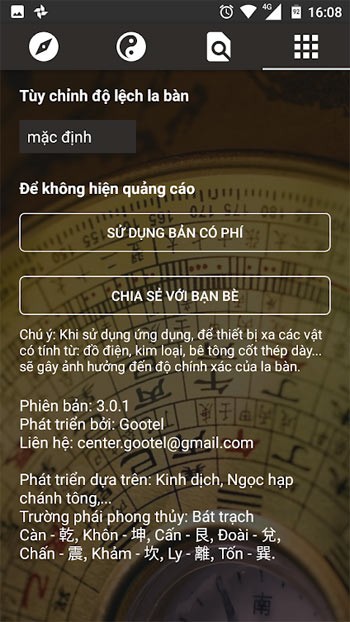 Tùy chỉnh độ lệch la bàn