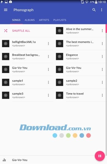 Giao diện ứng dụng Phonograph