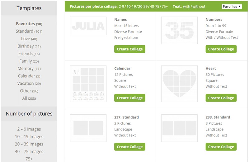 Photo Collage Maker cung cấp nhiều mẫu ghép ảnh