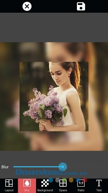 Tính năng Blur của Photo Editor Collage Maker Pro