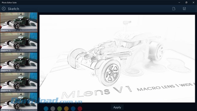Giao diện ứng dụng Photo Editor Suite