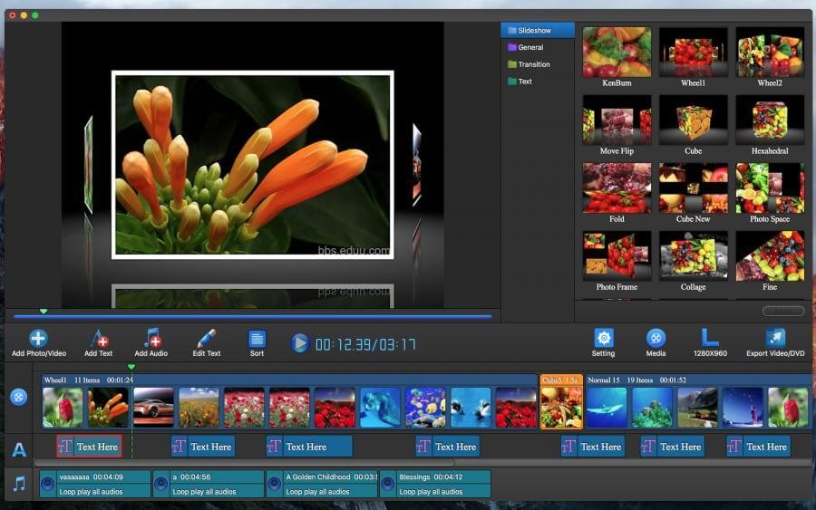 Giao diện Photo Slideshow Maker Pro cho Mac
