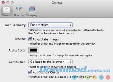 Một số lựa chọn cài đặt