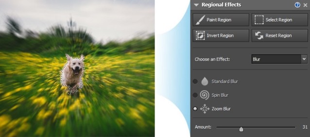 PhotoPad Image Editor có hiệu ứng khoanh vùng