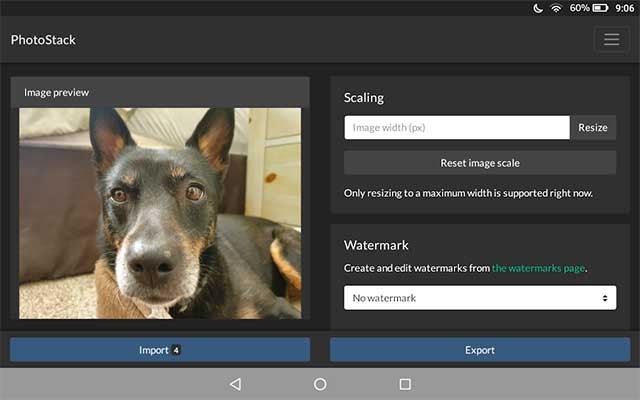 Nhập hình ảnh lên PhotoStack từ thiết bị, URL hoặc dịch vụ đám mây