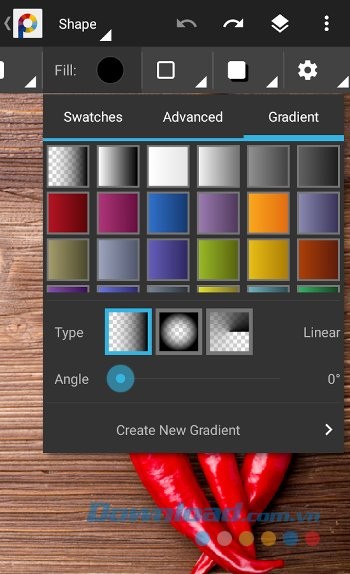 Bảng màu trong PhotoSuite 4 cho Android