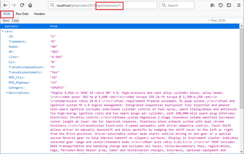 REST API của PHPMaker