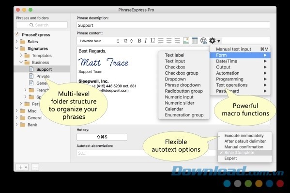 PhraseExpress cho Mac là phần mềm quản lý snippet thân thiện với người sử dụng