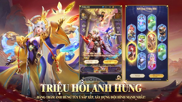 Triệu hòi anh hùng tùy ý sắp xếp, xây dựng đội hình mạnh nhất