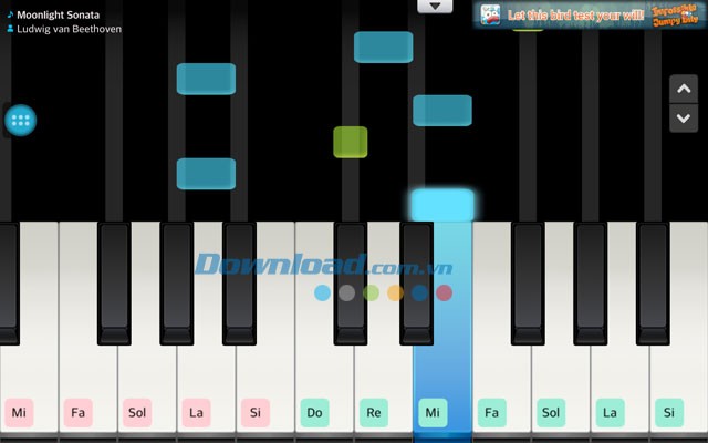 Giao diện chơi đàn trong Piano Teacher
