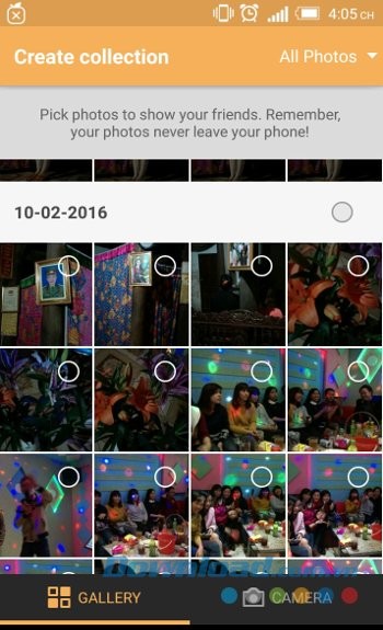 Lựa chọn ảnh trên Picaboo