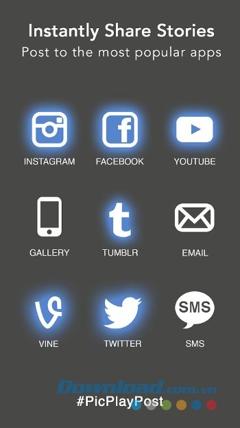 PicPlayPost hỗ trợ chia sẻ video lên nhiều mạng xã hội