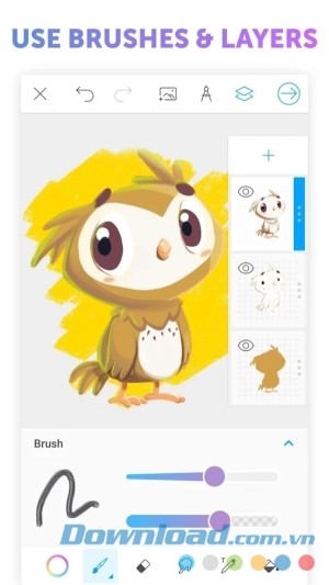 đa dạng bút vẽ trong PicsArt Color Paint cho Android