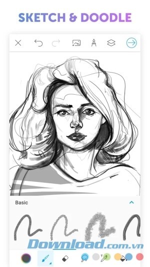 PicsArt Color Paint cho Android phác thảo
