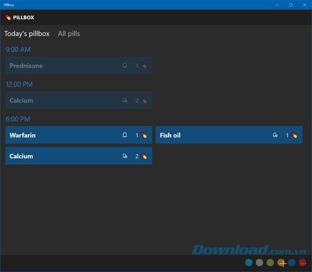 Hẹn giờ uống thuốc trong ngày bằng ứng dụng nhắc nhở Pillbox miễn phí cho máy tính và Windows 10 Mobile