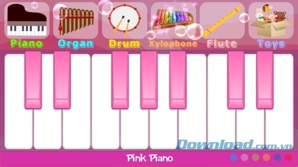 Thiết kế đàn dương cầm màu hồng cực đáng yêu của Pink Piano cho Android