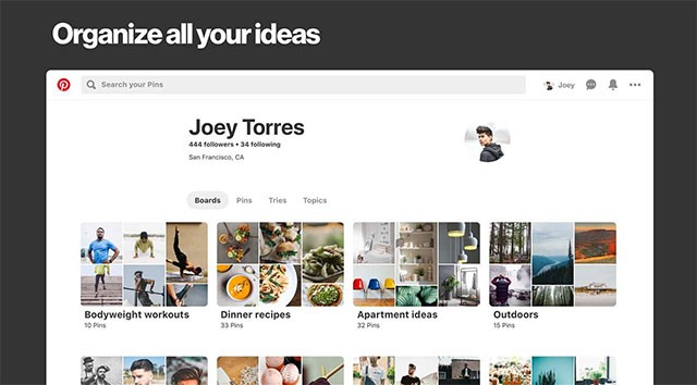 Sắp xếp các ý tưởng trên profile cá nhân