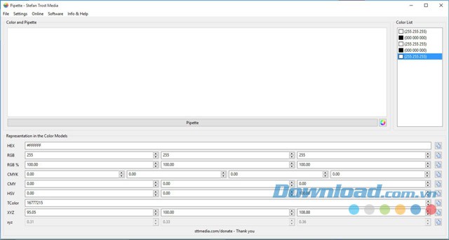 Tùy chỉnh ngôn ngữ và sử dụng nhiều tùy chọn khác trong phần thiết lập của ứng dụng lấy mã màu Pipette cho máy tính