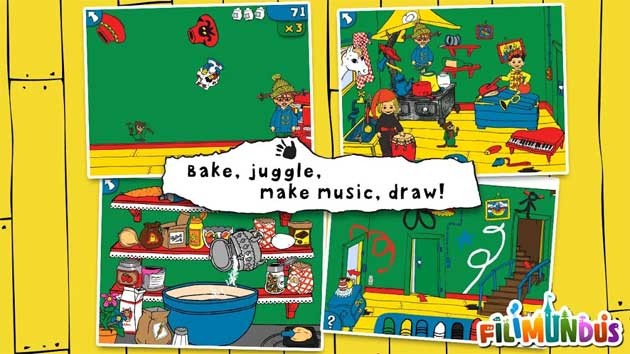 Hãy vào tham quan mọi căn phòng trong Pippi's Villa Villekulla và làm bất cứ điều gì bé muốn