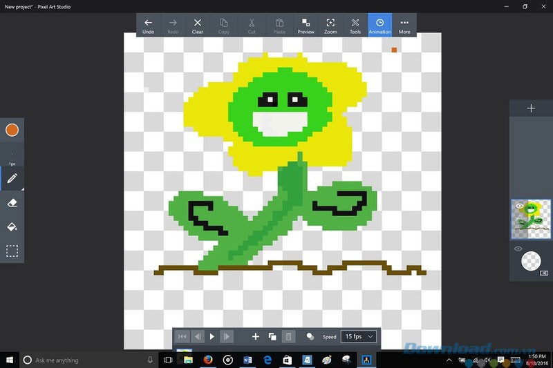 Giao diện ứng dụng vẽ tranh Pixel Art Studio