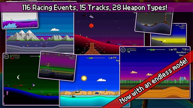 Hàng loạt sự kiện đua, đường đua và vũ khí