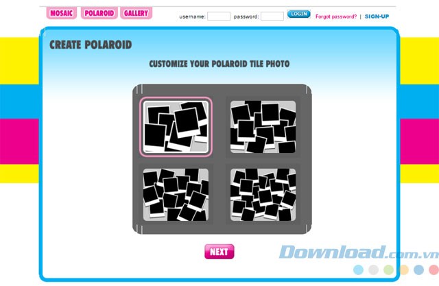 Chọn kiểu ảnh ghép Polaroid