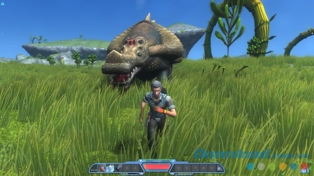 Chạy trốn khỏi quái vật hung hãn trong game nhập vai phiêu lưu Planet Explorers cho máy tính, Mac và Linux
