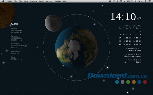 Planets cho Mac tích hợp lịch tương tác với hệ Mặt Trời