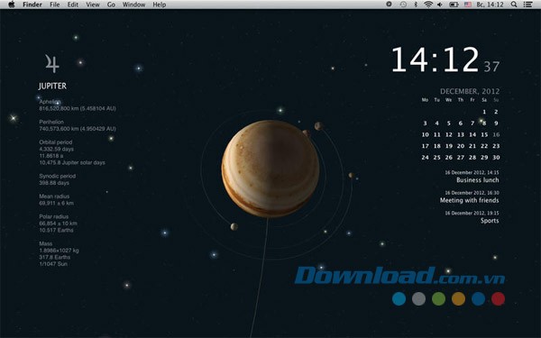 Planets cho Mac cung cấp chi tiết thông tin về hành tinh đang đặt trên màn hình