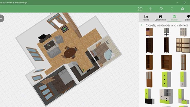 Chế độ xem 2D hoặc 3D trong Planner 5D