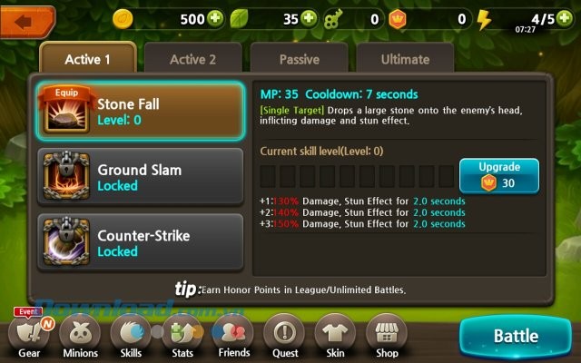 Hệ thống kỹ năng của nhân vật trong game Plants War 2