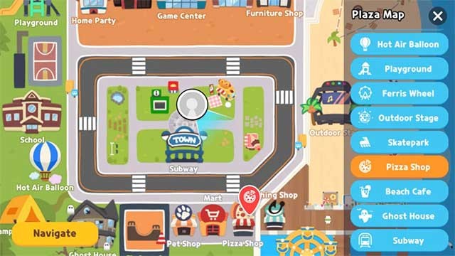 Nhấn vào biểu tượng bản đồ ở cuối điện thoại để tìm vị trí cửa hàng Pizza